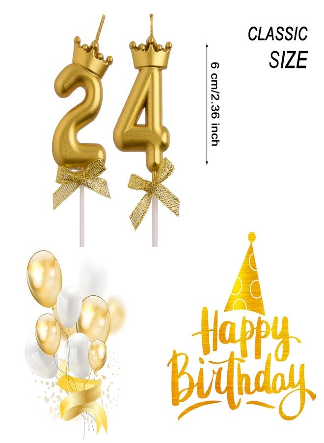 AOOLADA 24th 42nd Birthday Candles, Gold 42 24 Year Old Cake Topper Number Birthday Candles, Happy Birthday Party Decorations Gifts for Women Men - Image 2
